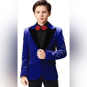 Kids Royal Blue Velvet Blazer